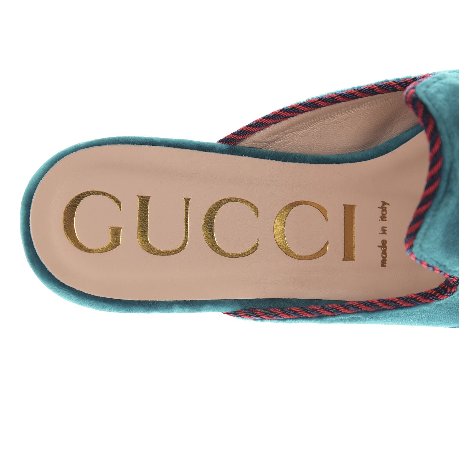 Gucci Softy Velvet Sylvie Bow Slippers 37 Pavone 6 of 8