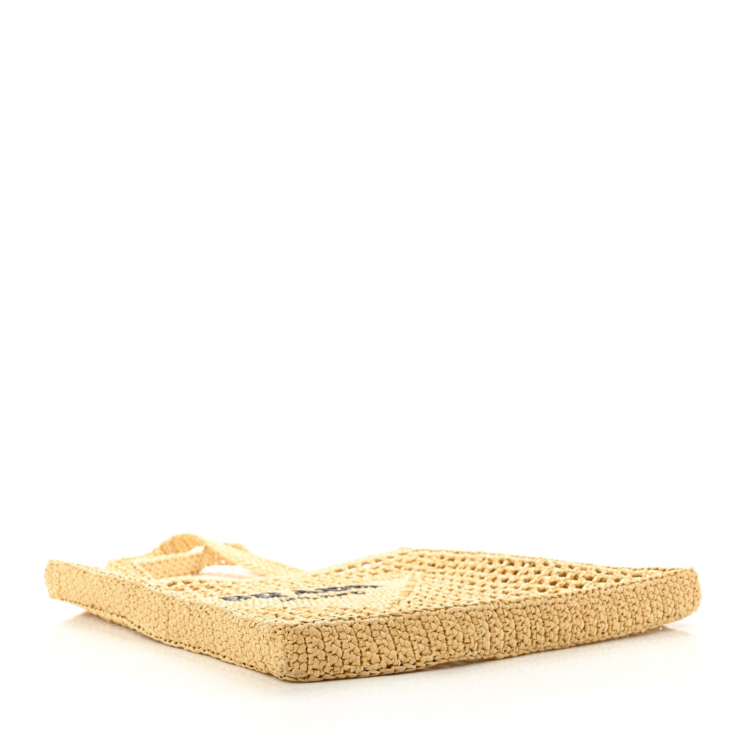 Prada Yarn Raffia Effect Crochet Logo Embroidered Tote Bag Naturale 4 of 9