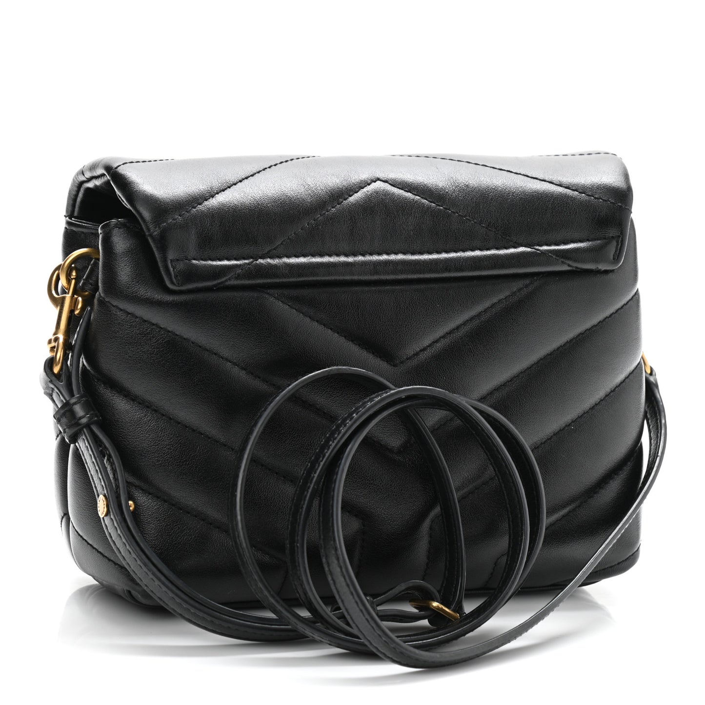 Calfskin Y Quilted Monogram Toy Loulou Crossbody Bag Black