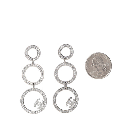 Chanel Crystal CC Drop Earrings Silver 2 of 5