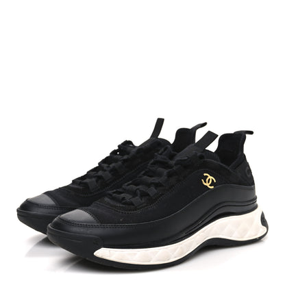Chanel Velvet Calfskin Mixed Fibers CC Sneakers 38.5 Black 4 of 9