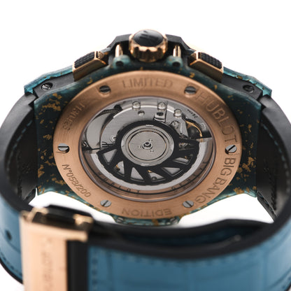 Hublot 18K Rose Gold Alligator Topaz 41mm Big Bang Automatic Watch Blue Linen 341.XL.1280.LR.1207 4 of 5