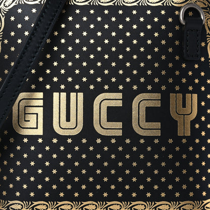 Gucci X SEGA Calfskin GUCCY Stars Mini Dome Shoulder Bag Black Gold 9 of 11