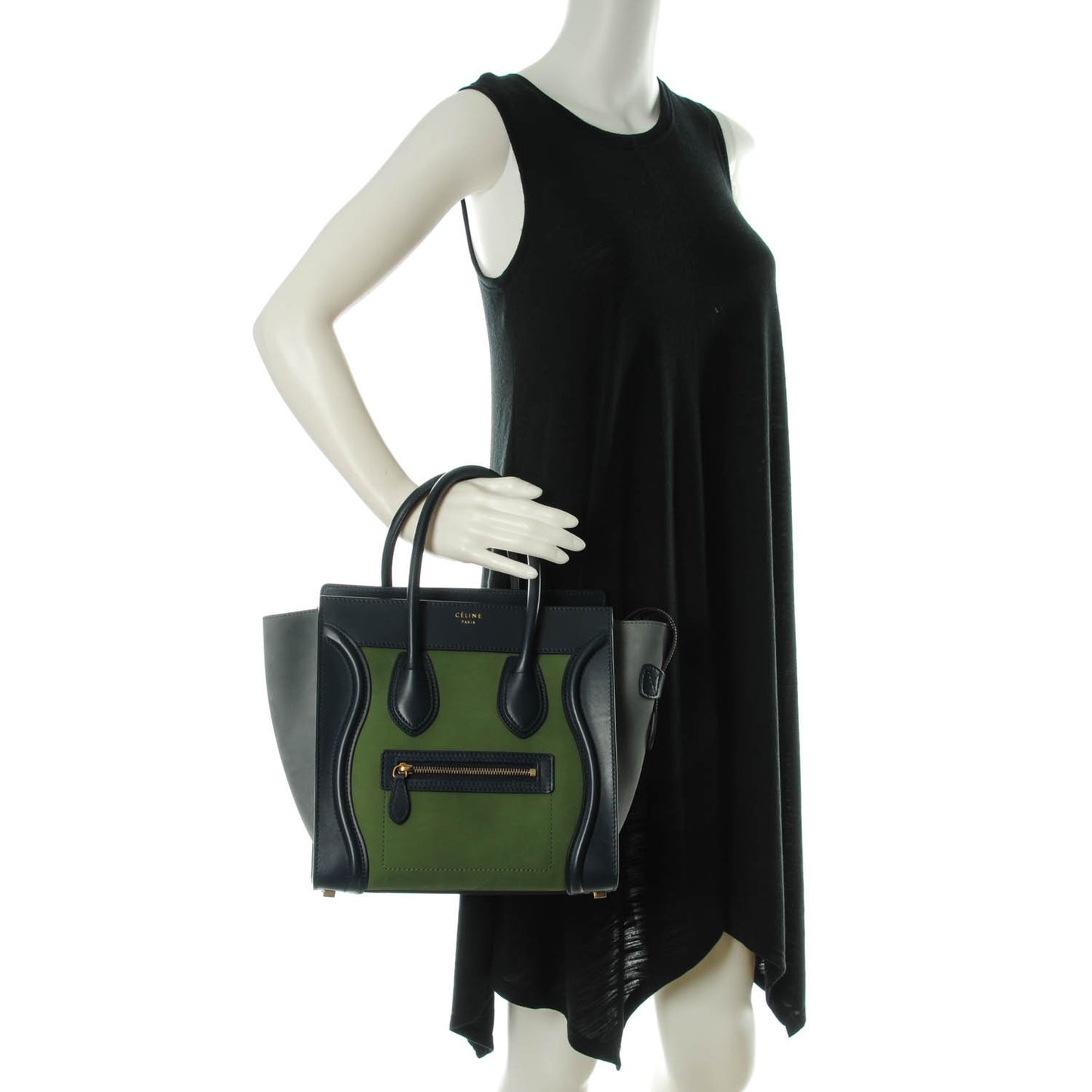 Nubuck Smooth Calfskin Micro Tri-Color Luggage Green