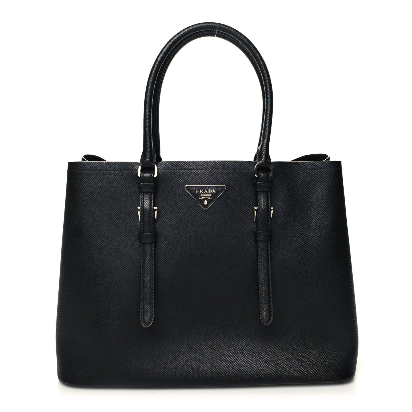 Saffiano Cuir Small Double Handle Tote Black