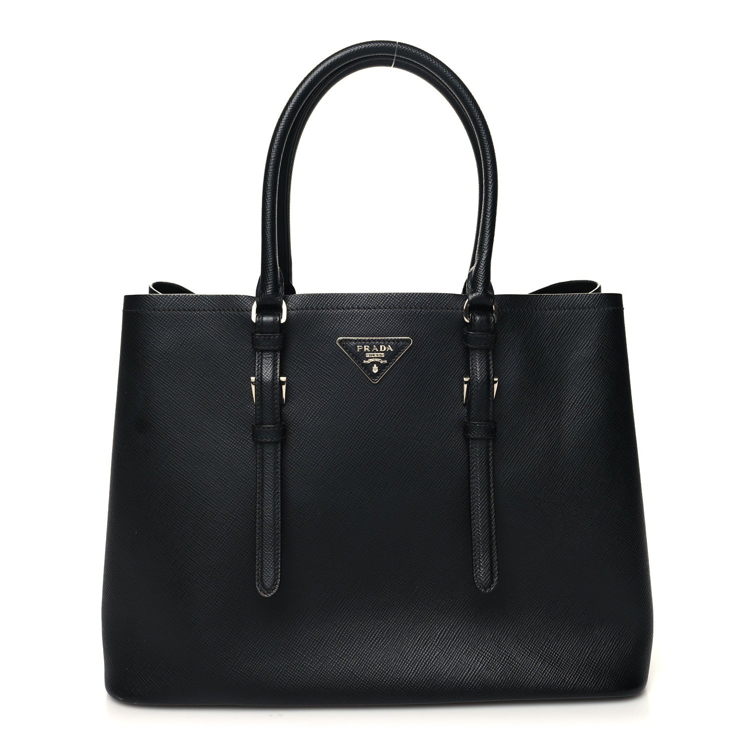 Prada Saffiano Cuir Small Double Handle Tote Black 1 of 12