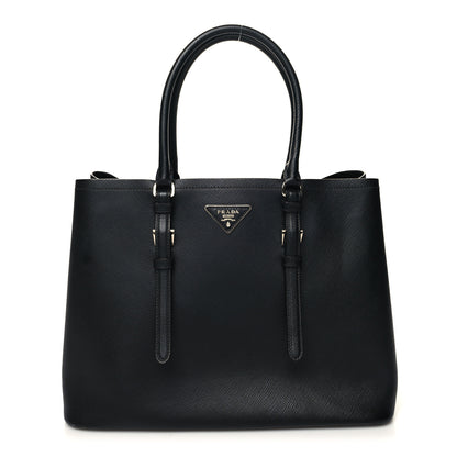 Prada Saffiano Cuir Small Double Handle Tote Black 1 of 12