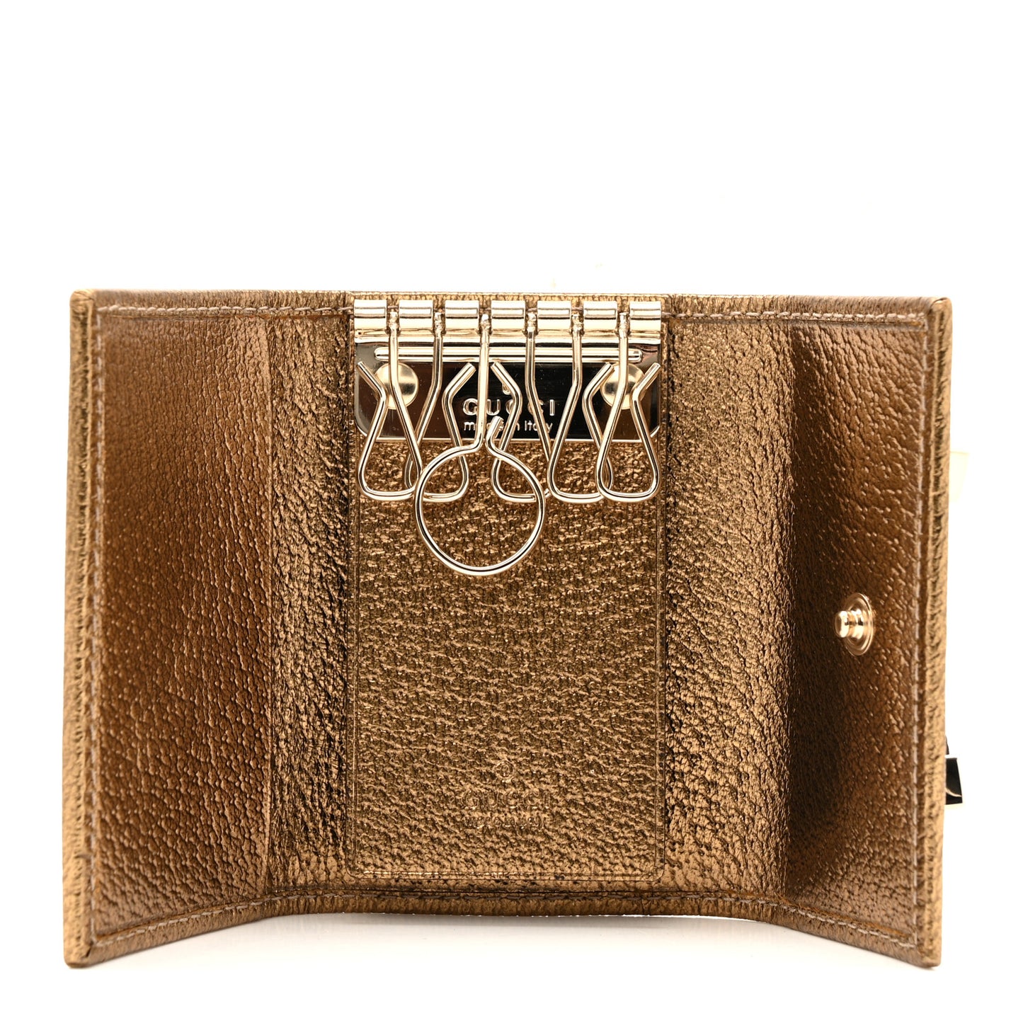 Metallic GG Supreme Monogram Bow 6 Key Holder Case    Beige Gold