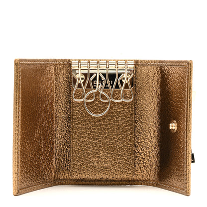 Gucci Metallic GG Supreme Monogram Bow 6 Key Holder Case    Beige Gold 9 of 18