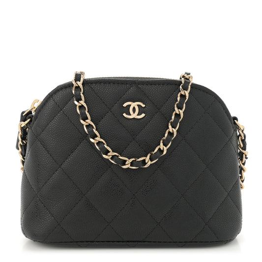 Caviar Quilted Classic Clutch With Chain Black