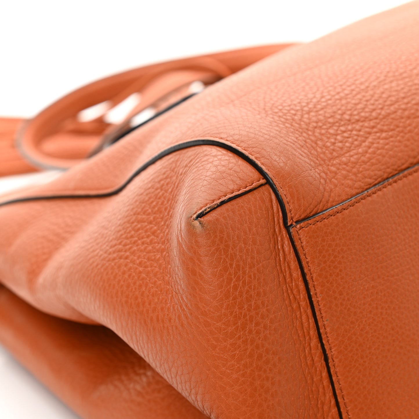 Pebbled Calfskin Large Lady Tassel Top Handle Bag Orange
