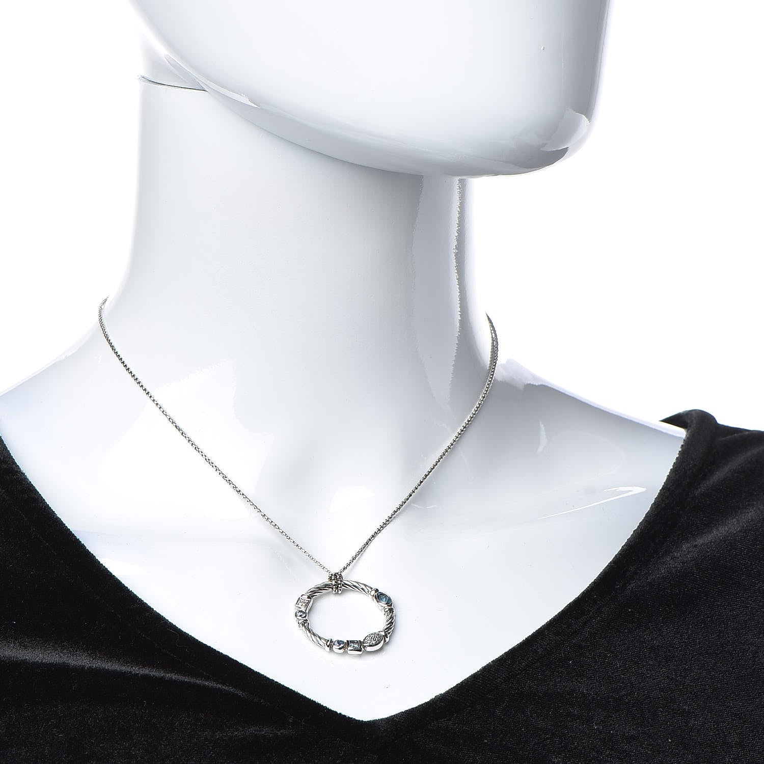 David Yurman Sterling Silver Diamond Blue Topaz Hampton Blue Topaz Iolite Confetti Pendant Necklace 2 of 6