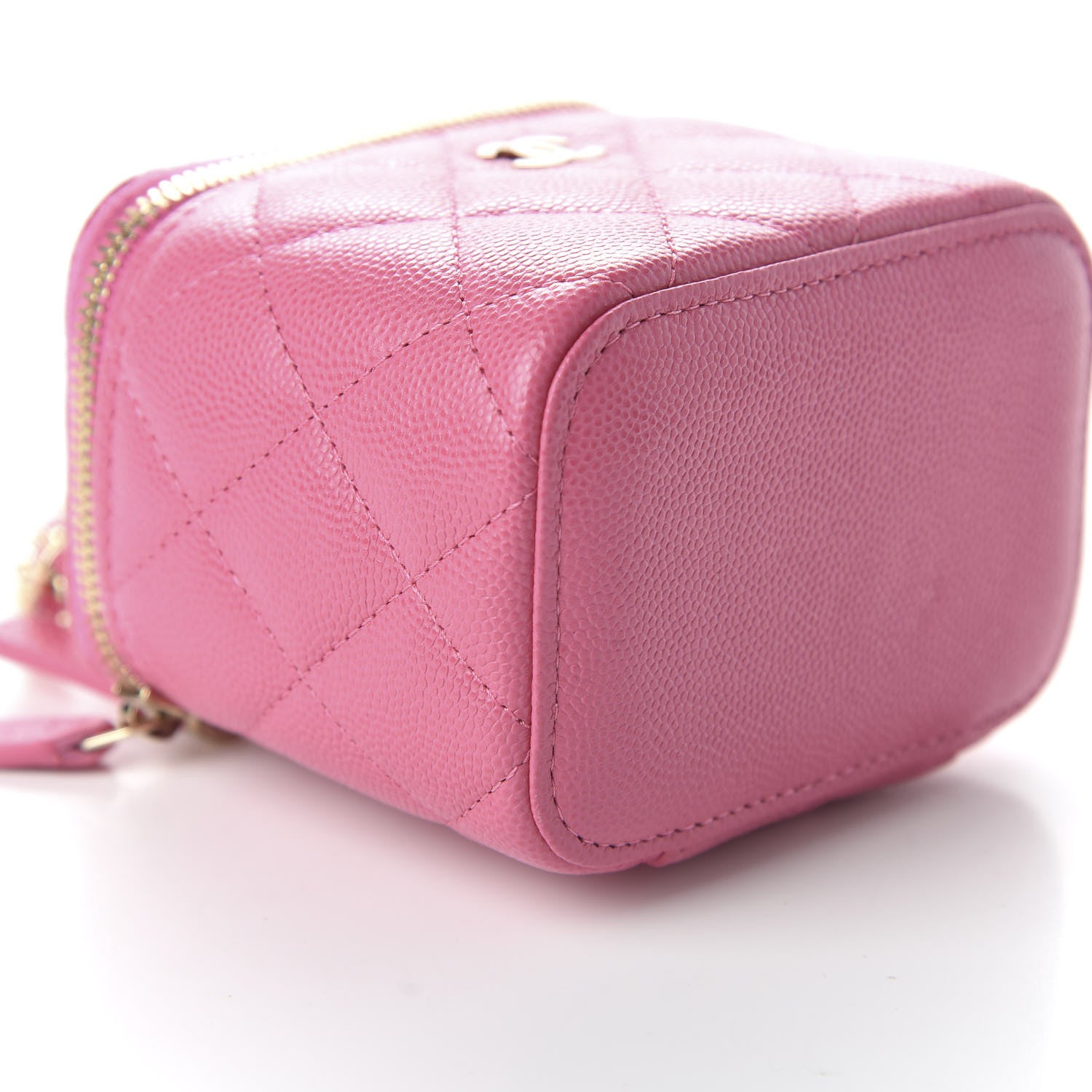 Chanel Caviar Quilted Mini Vanity Case With Chain Pink 6 of 11