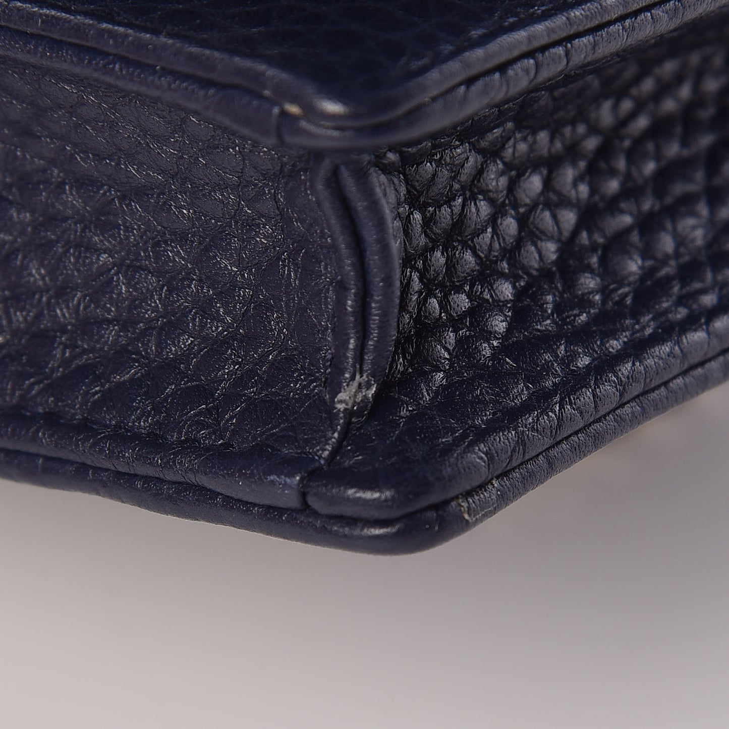 Grained Calfskin Diorama Wallet on Chain Pouch Indigo