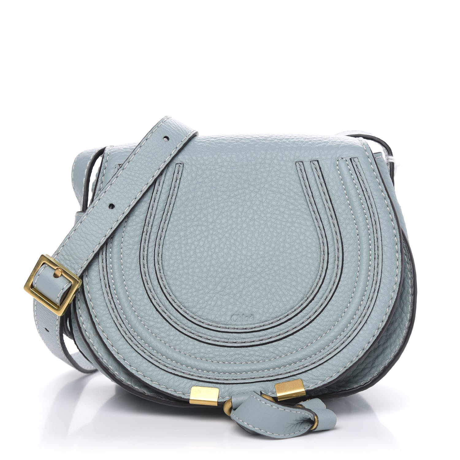 Chloe Calfskin Mini Marcie Round Crossbody Bag Faded Blue 1 of 9