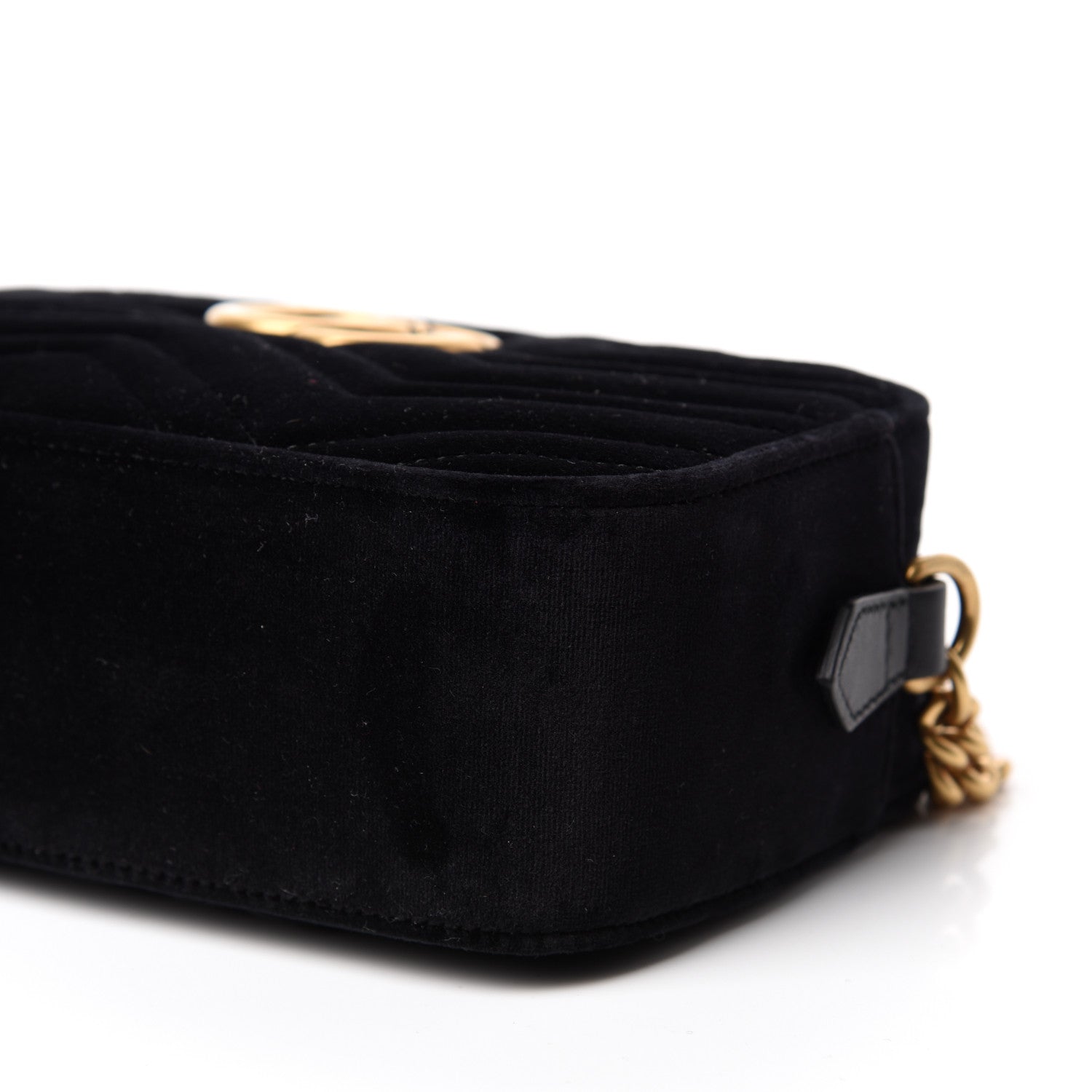 Gucci Velvet Matelasse Small GG Marmont Chain Shoulder Bag Black 7 of 10