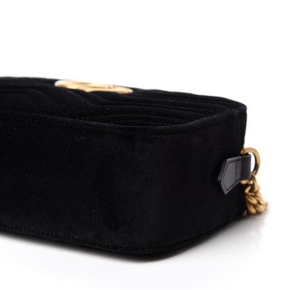 Gucci Velvet Matelasse Small GG Marmont Chain Shoulder Bag Black 7 of 10