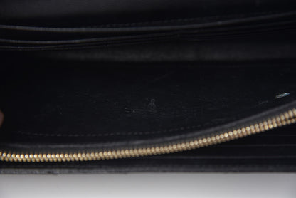 Saint Laurent Grain De Poudre Matelasse Chevron Monogram Chain Wallet Black 12 of 23