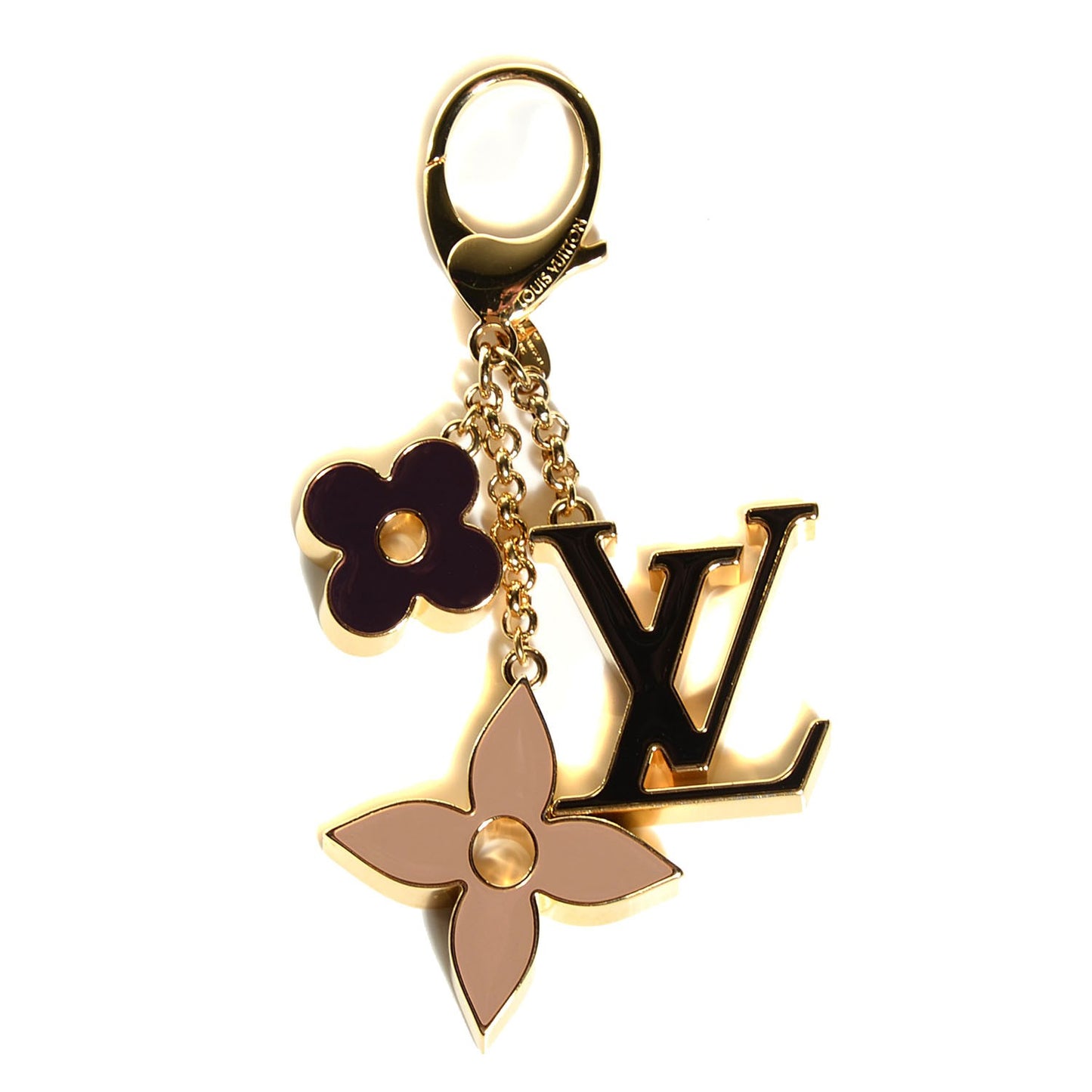 Fleur De Monogram Bag Charm Dore