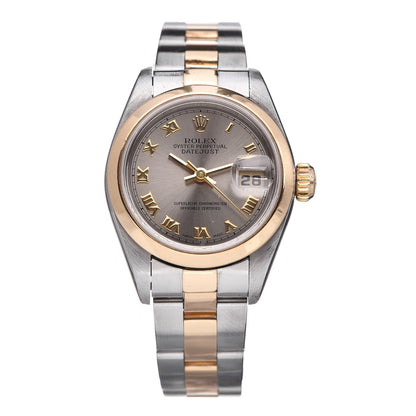 Rolex Stainless Steel 18K Yellow Gold 26mm Oyster Perpetual DateJust Watch Slate Roman 69163 8 of 9