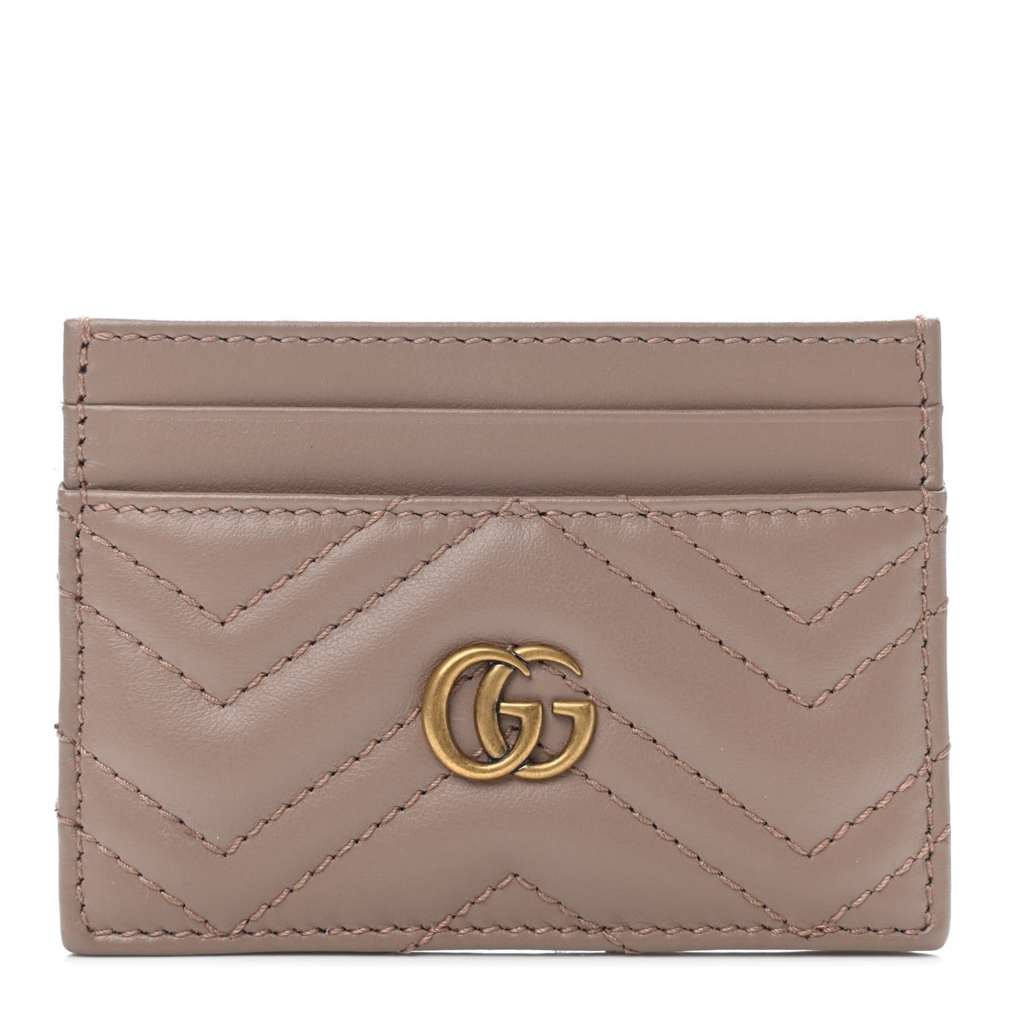 Calfskin Matelasse GG Marmont Card Holder Porcelain Rose