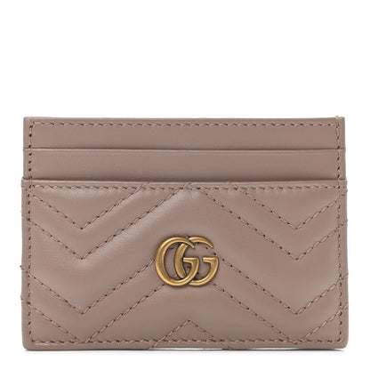 Gucci Calfskin Matelasse GG Marmont Card Holder Porcelain Rose 1 of 4