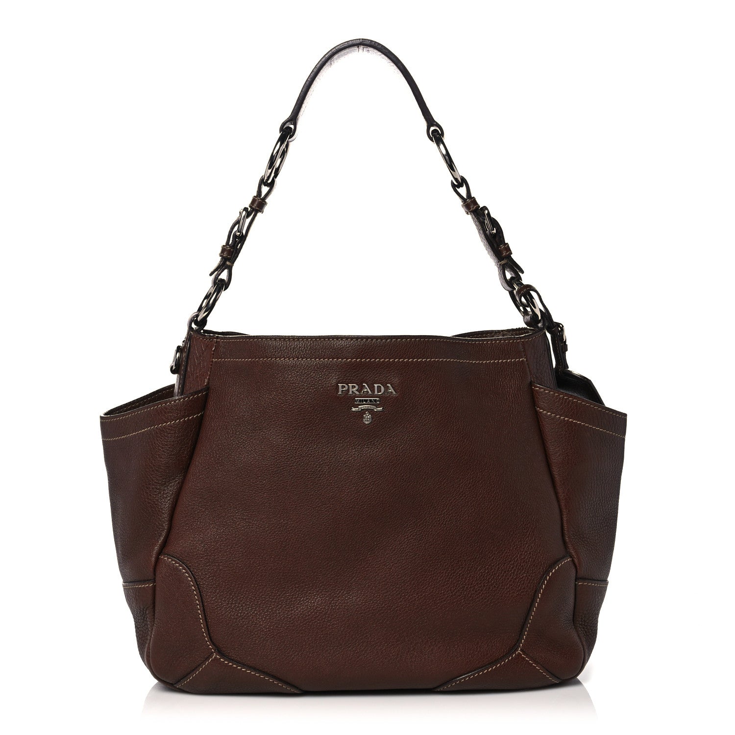 Prada Vitello Daino Side Pocket Hobo Bruciato 1 of 20
