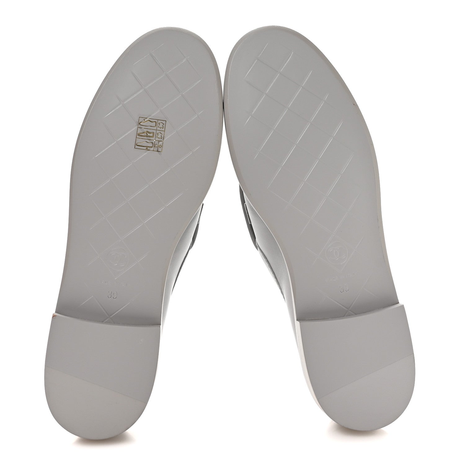 Chanel Lambskin Quilted CC Turnlock Loafers 39 Grey 6 of 8