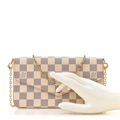 Louis Vuitton Damier Azur Pochette Felicie Chain Wallet Rose Ballerine 4 of 18