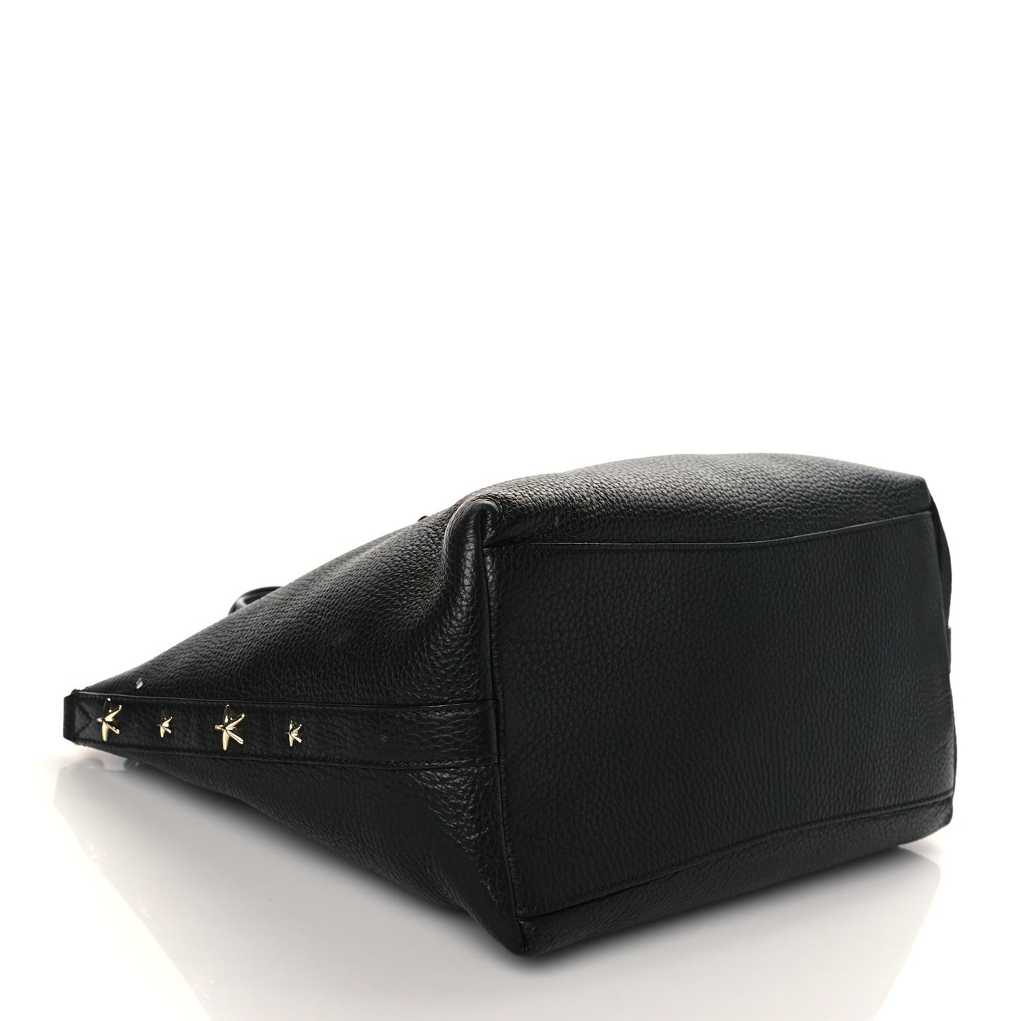 Grainy Calfskin Star Studded Bria Tote Black