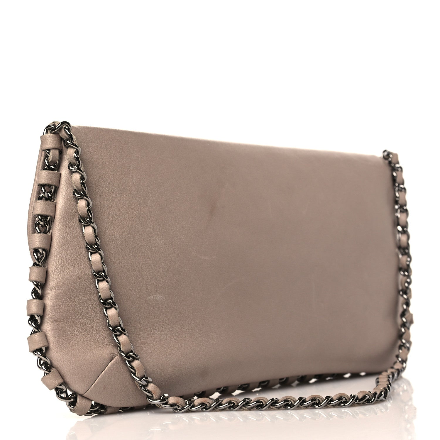 Chanel Lambskin Flat Shoulder Bag Beige 3 of 9
