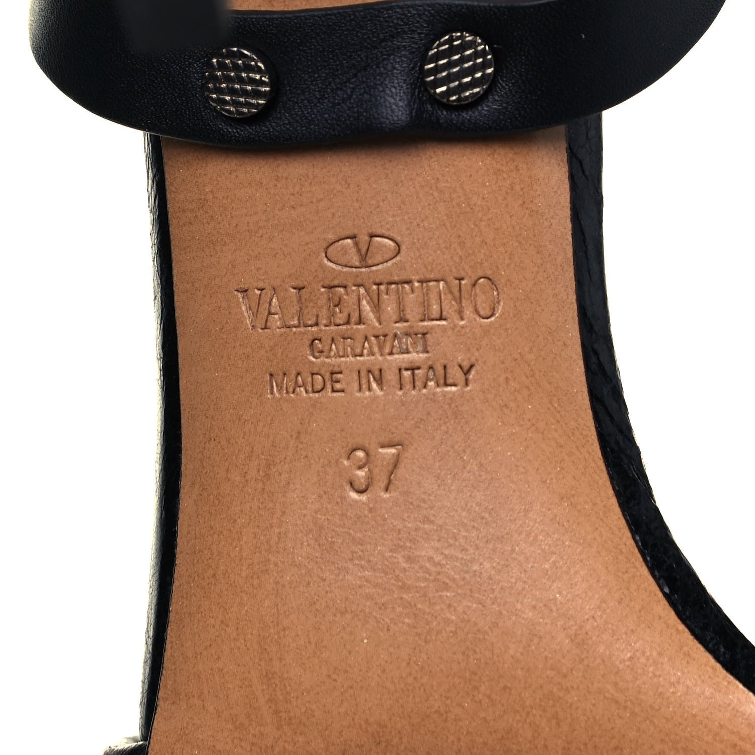 Valentino Garavani Craquele Nappa Calfskin Rockstud Spike 90mm Ankle Strap Sandals 37 Black 6 of 7