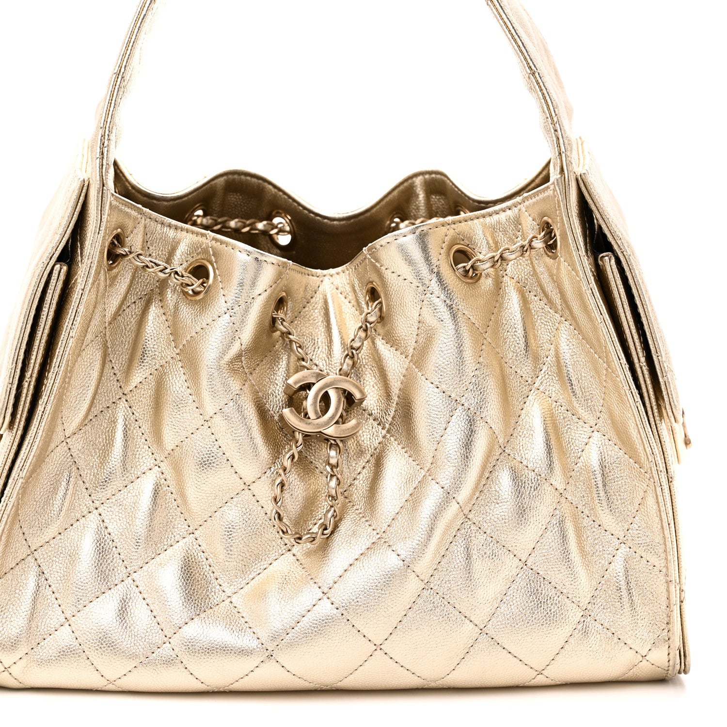 Chanel Metallic Caviar Quilted Small Chanel 25 Handbag Gold 8 of 11