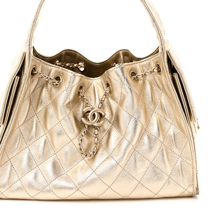 Chanel Metallic Caviar Quilted Small Chanel 25 Handbag Gold 8 of 11
