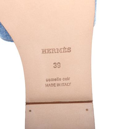 Hermes Denim Canvas Oran Sandals 39 Bleu Clair 9 of 11