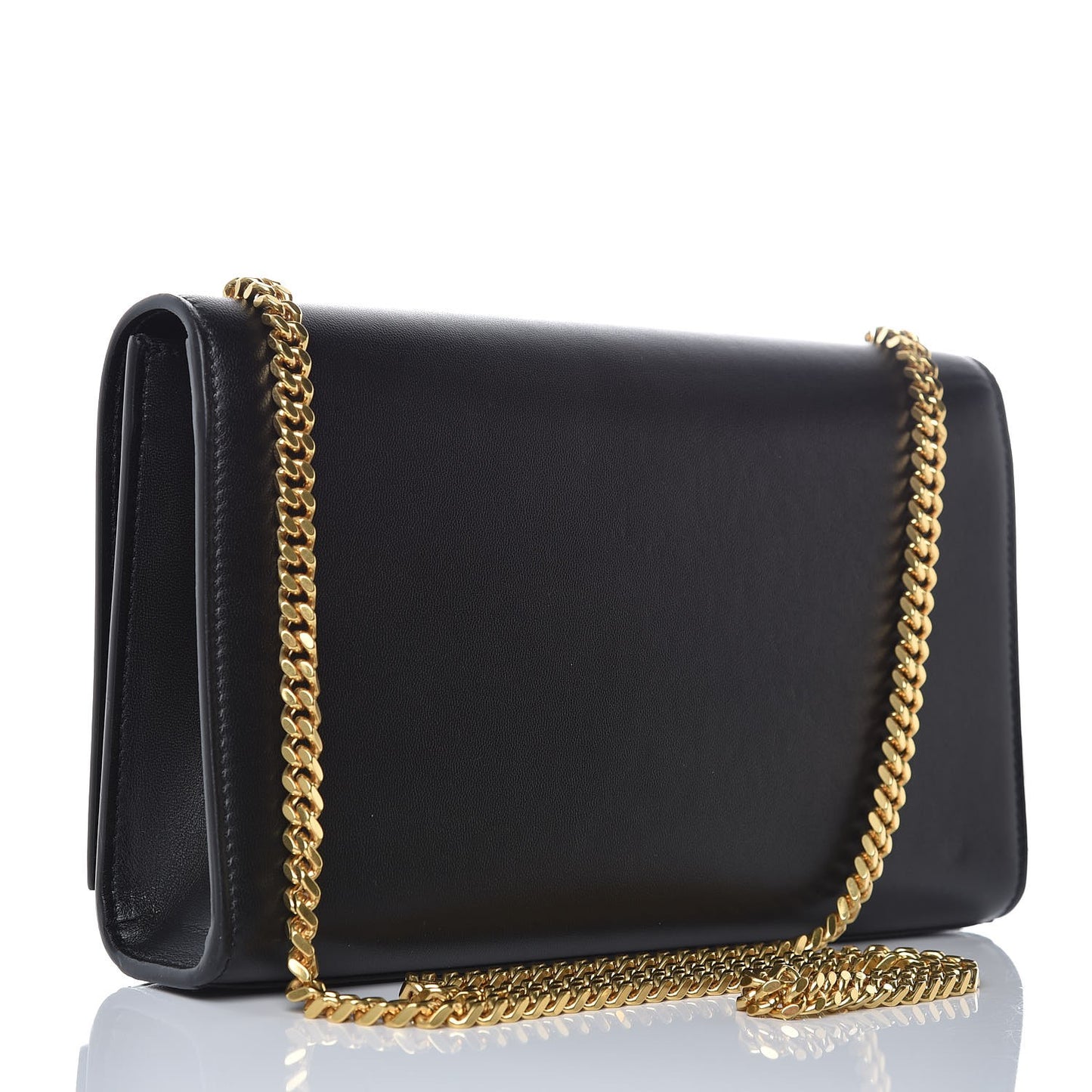 Calfskin Crystal Medium Monogram Kate Satchel Black