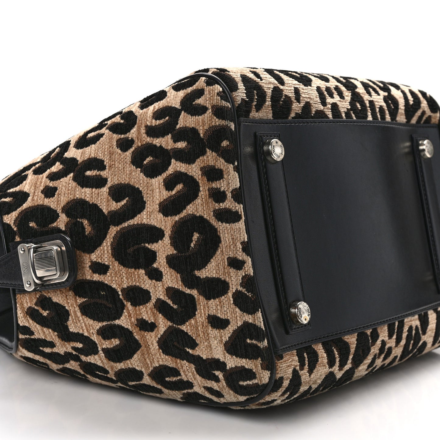 Jacquard Velvet Leopard Print Stephen Sprouse North South Bag Black