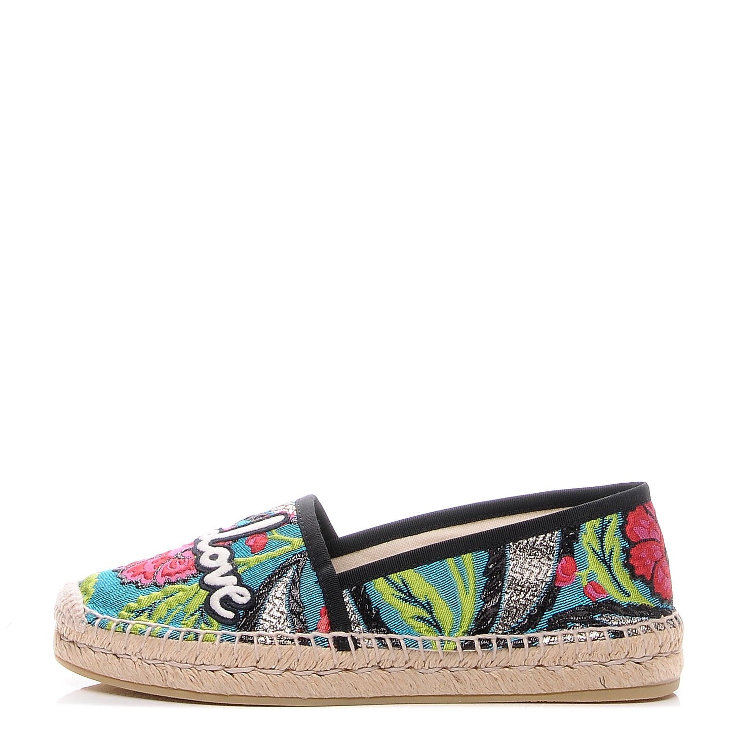 Tapestry Brocade Blind For Love Espadrilles 37.5 Acquamarine Green Black