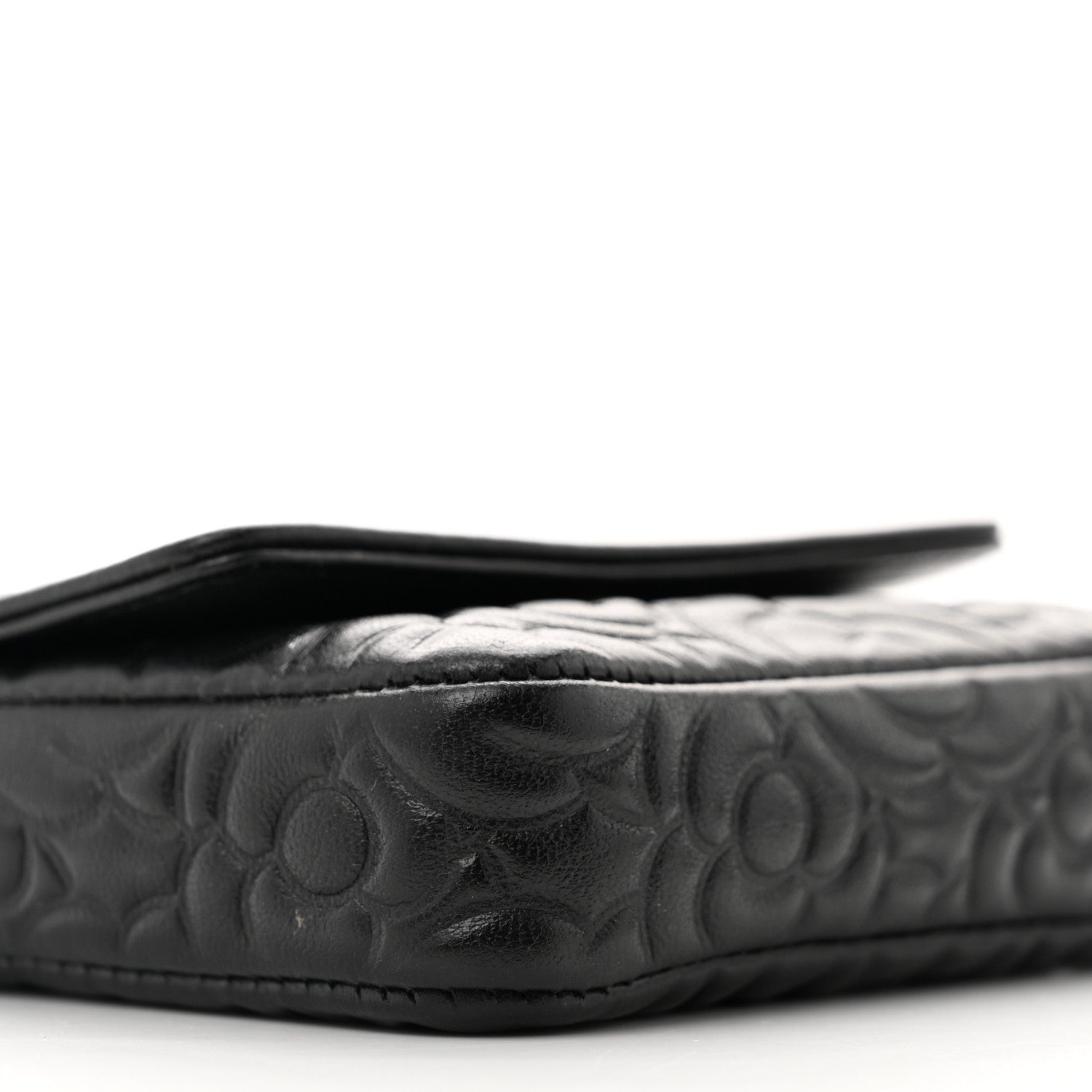 Chanel Lambskin Camellia Embossed Chain Belt Bag Black 10 of 12