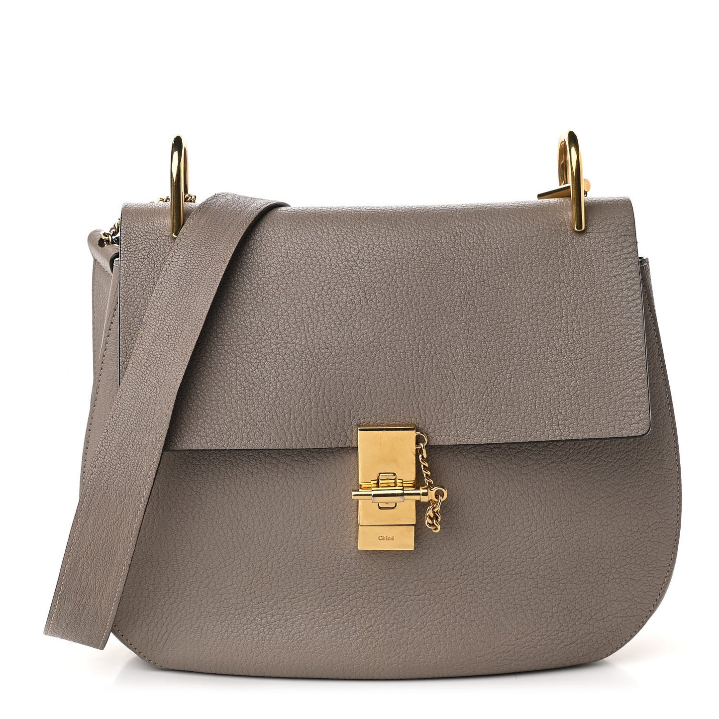 Grained Lambskin Large Drew Shoulder Bag Motty Grey
