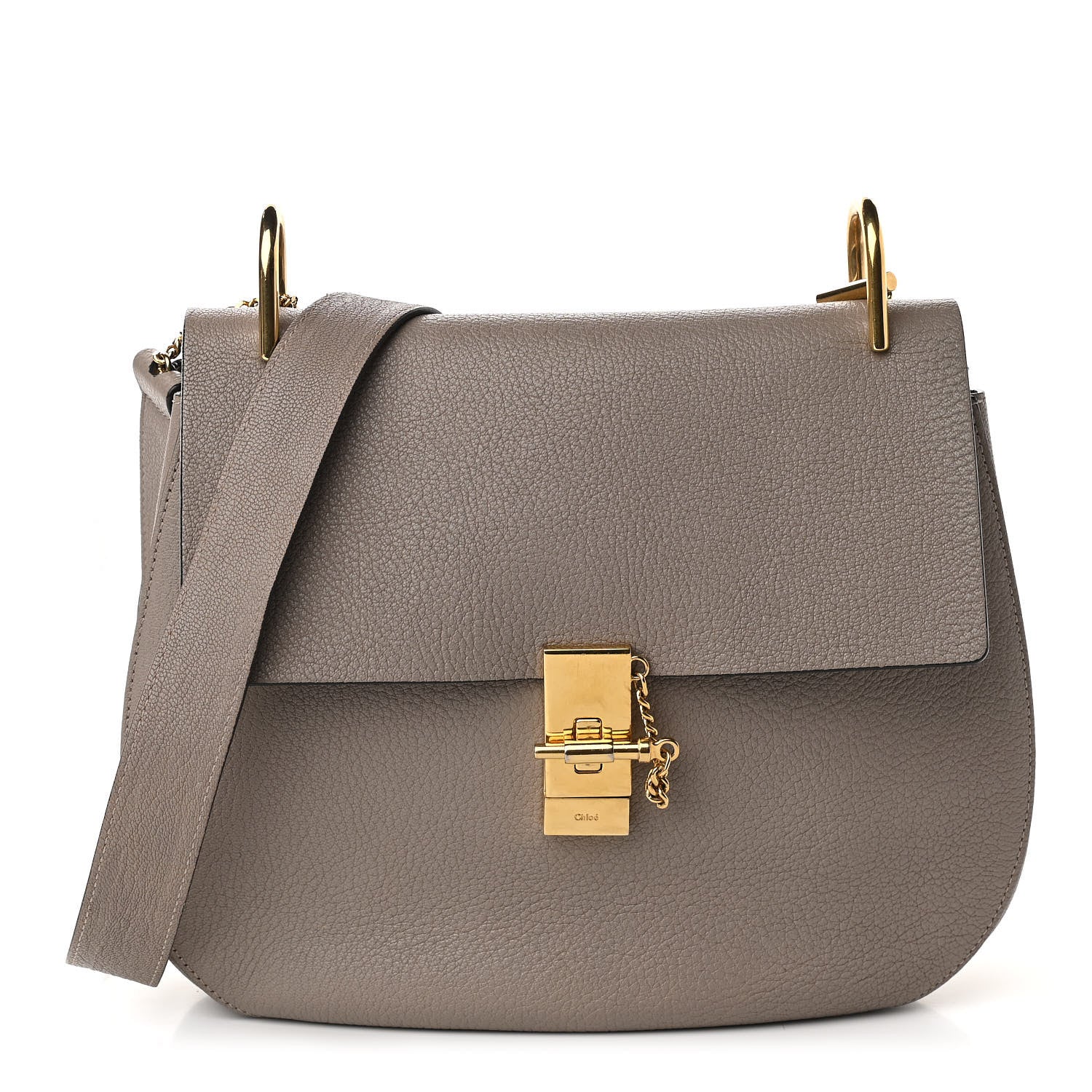 Chloe Grained Lambskin Large Drew Shoulder Bag Motty Grey 1 of 12