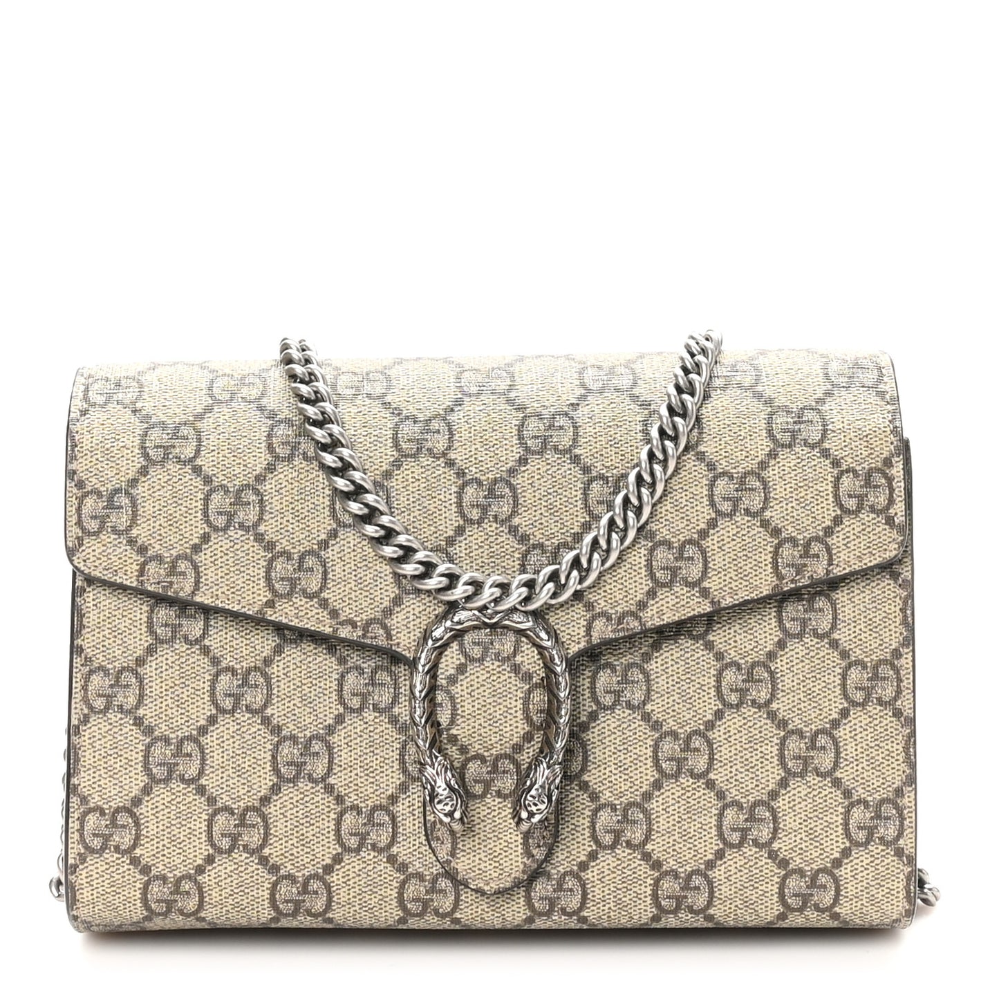 GG Supreme Monogram Mini Dionysus Chain Wallet Beige Taupe