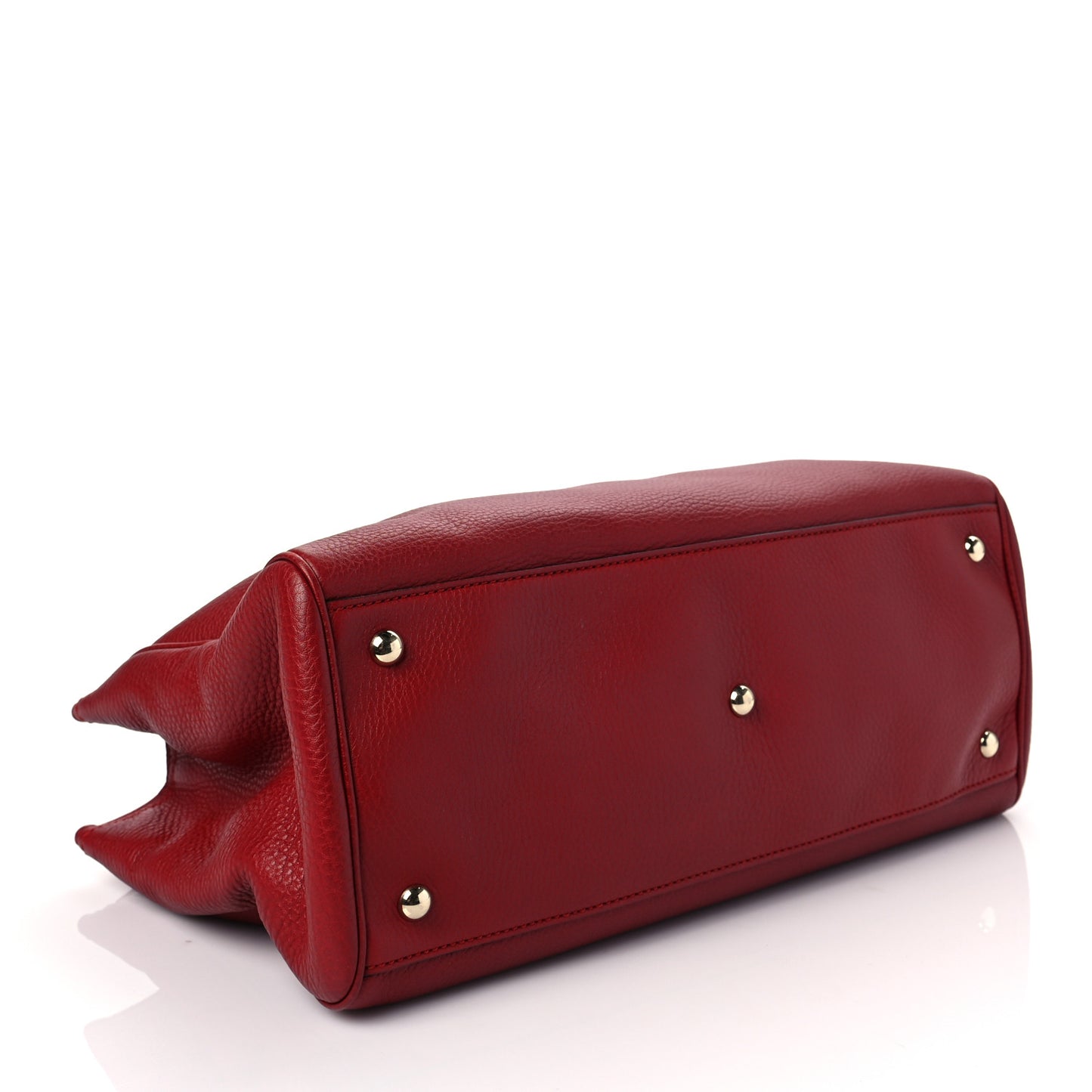 Pebbled Calfskin Medium Bamboo Shopper Tote Red