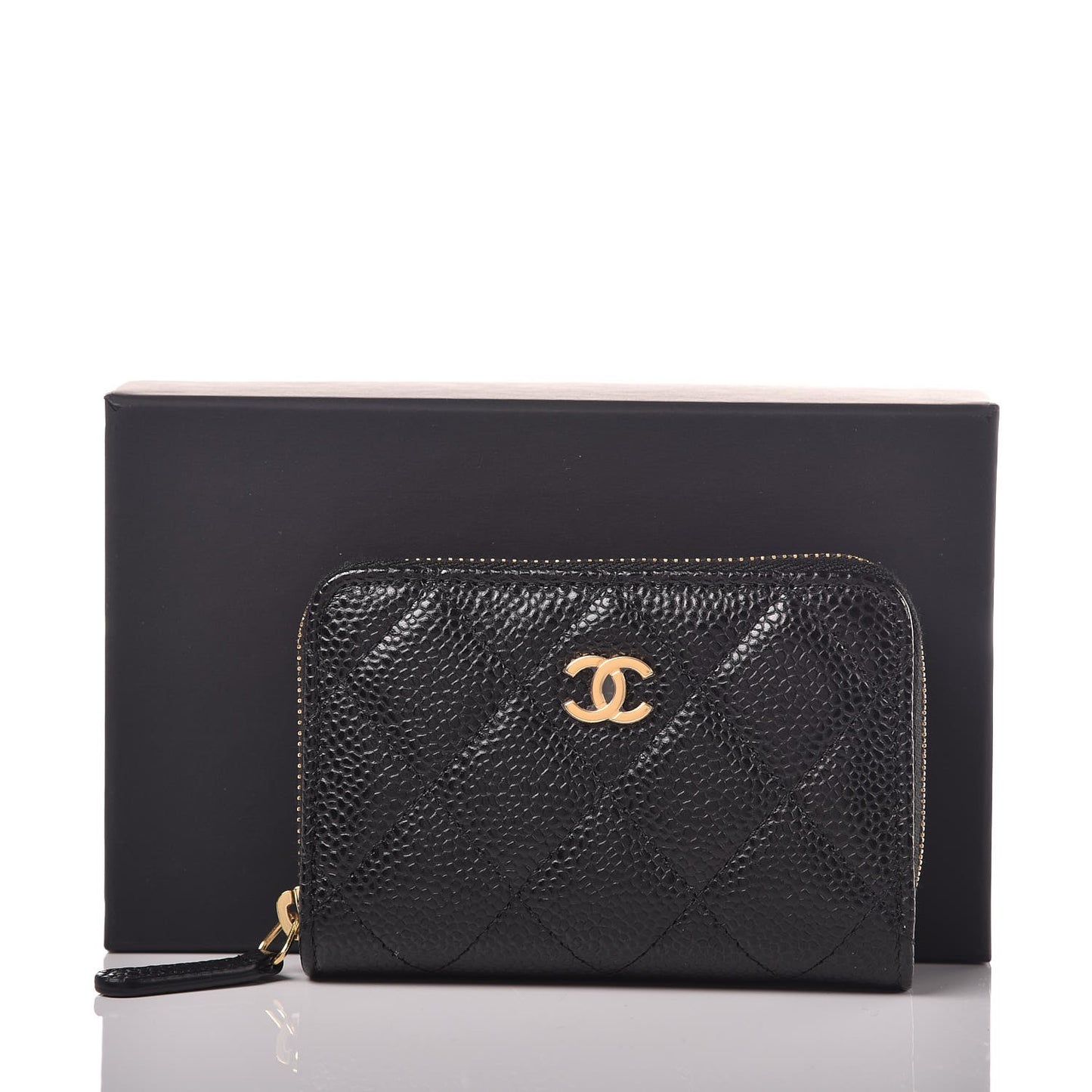 Caviar Quilted Zip Coin Purse Black