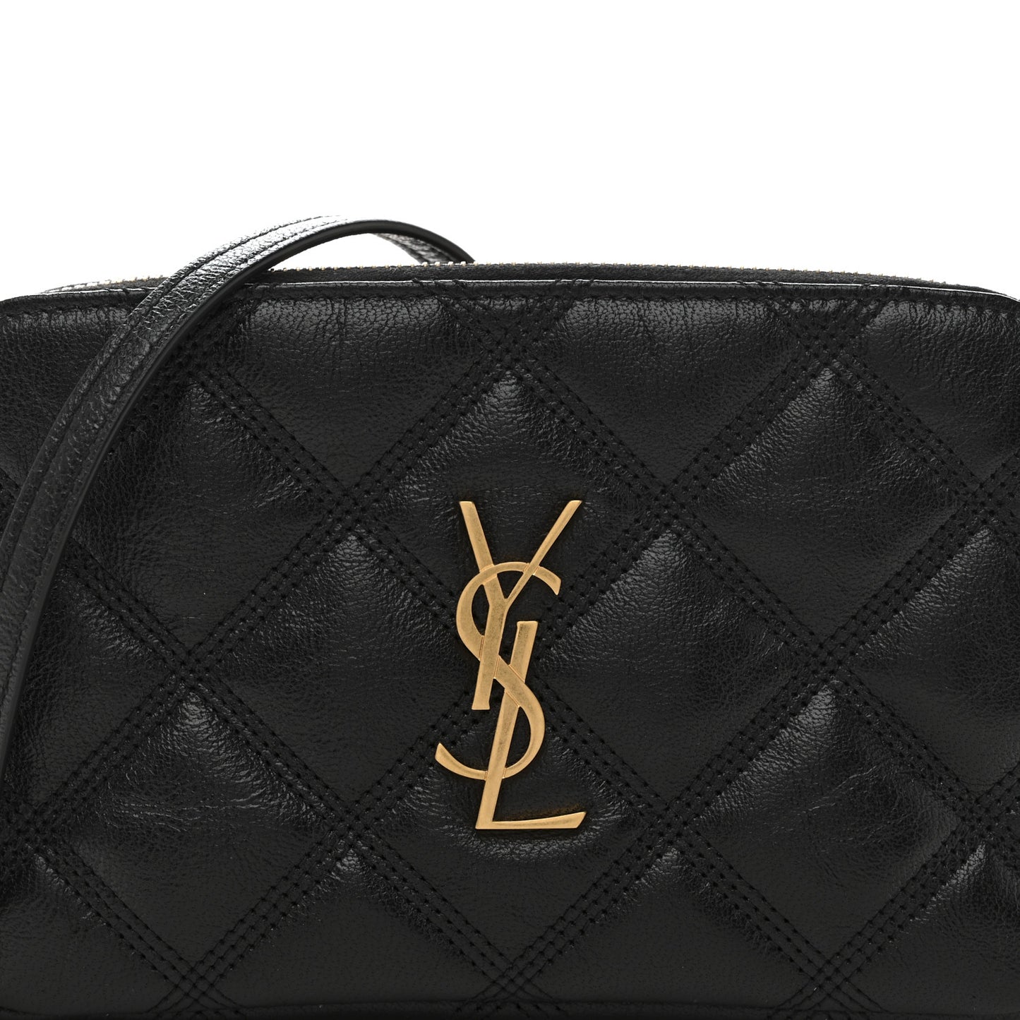 Grained Lambskin Quilted Mini Becky Double Zip Bag Black