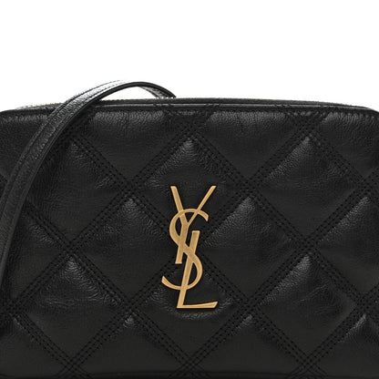 Saint Laurent Grained Lambskin Quilted Mini Becky Double Zip Bag Black 10 of 15