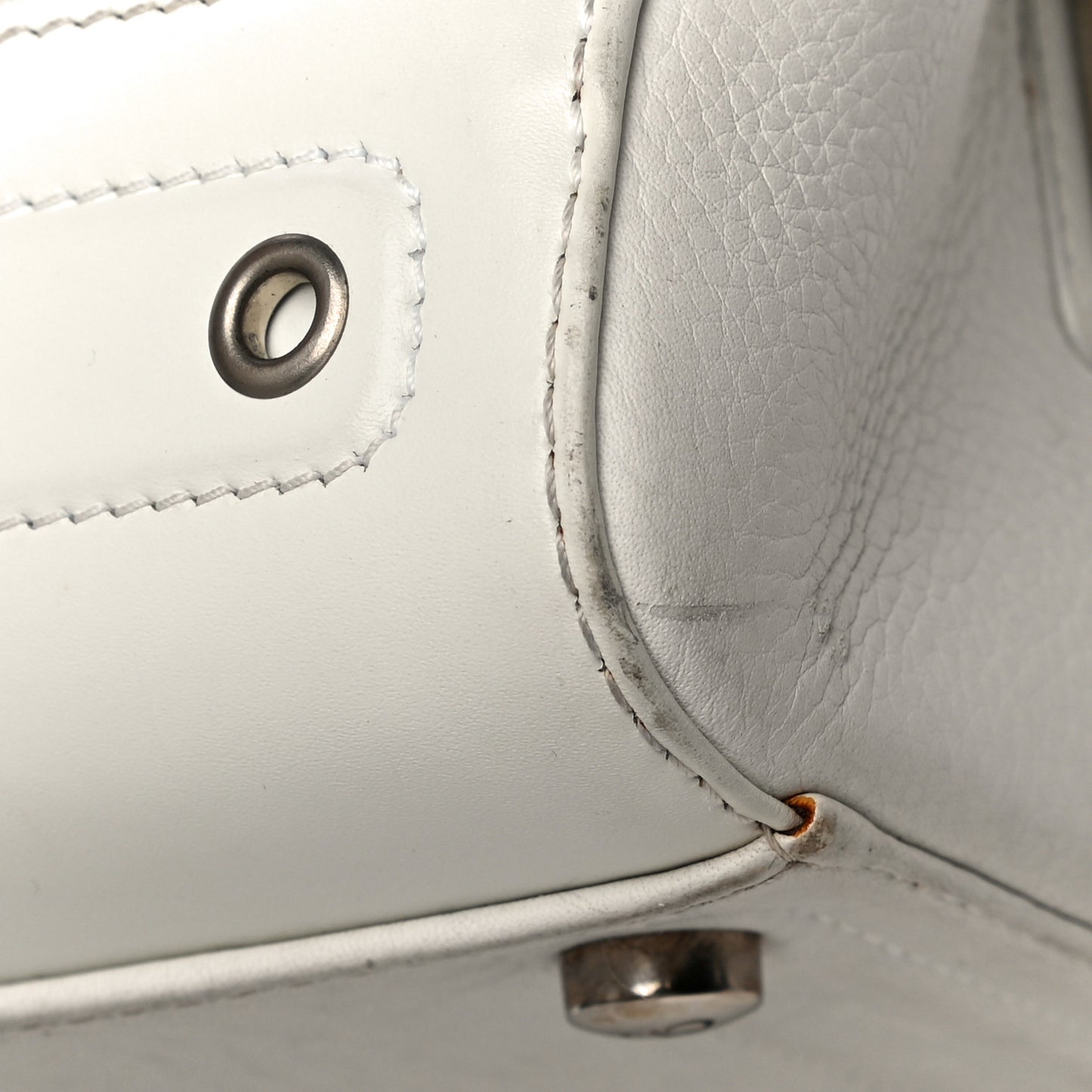 Grained Calfskin Street Chic Top Handle Bag White
