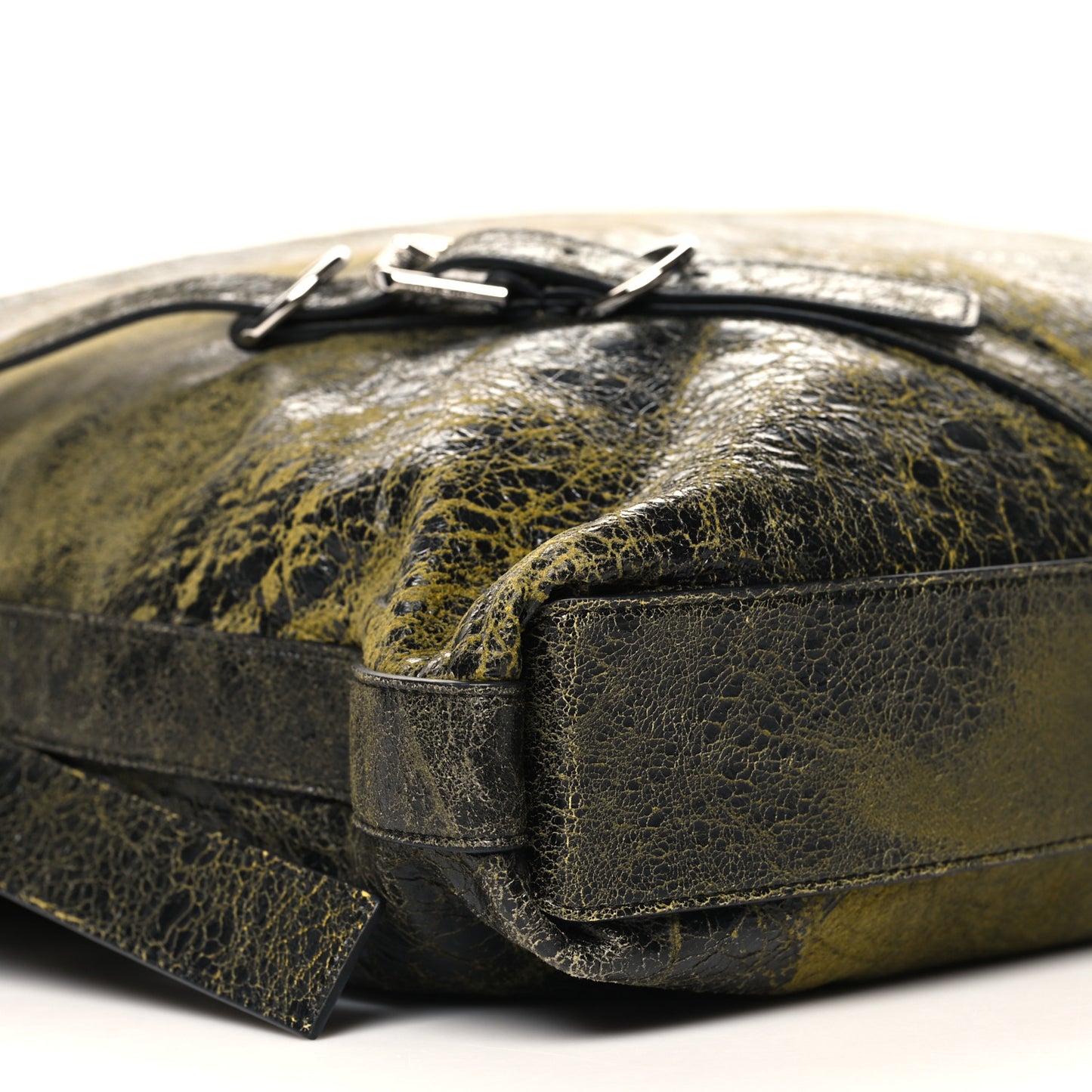 Lambskin Crackled Vintage Large Voyou Bag Black Yellow
