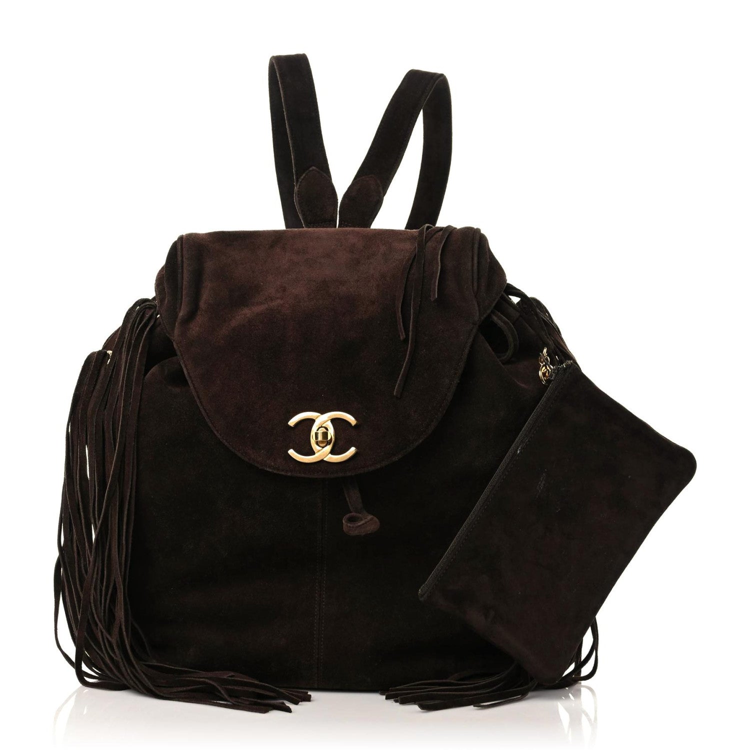 Chanel Suede CC Drawstring Backpack Brown 1 of 15