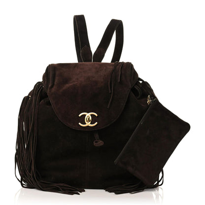 Chanel Suede CC Drawstring Backpack Brown 1 of 15